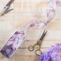 kohteita Organzanauha, sifonkinauha, perhoset, violetti, 40 mm, 18 m