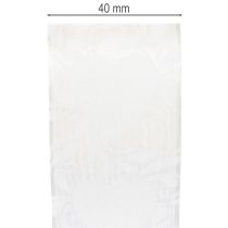 kohteita Organzanauha, kermanvärinen, koristeellinen sydännauha, 40 mm leveä, 15 m pitkä
