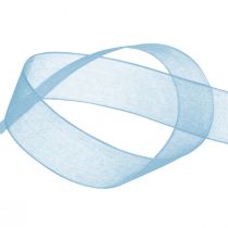 kohteita Organza nauha lahjanauha vaaleansininen nauha sininen helma 6mm 50m