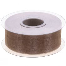 kohteita Organza nauha lahjanauha beige nauha kudottu reuna taupe 40mm 50m