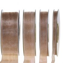 Organza nauha lahja nauha beige nauha helvedge taupe 50m