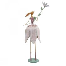 Pääsiäiskoristeet metallikoristeet Pääsiäispupu kukilla värikäs H52cm