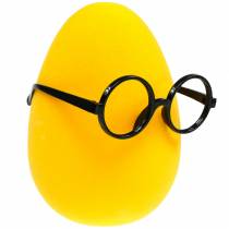 Pääsiäismuna keltainen lasien kanssa, Deco Egg Flocked, pääsiäiskoriste, pääsiäiskoristelu