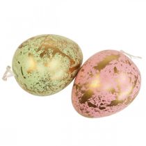 Pääsiäismuna ripustettavaksi koristemunat pinkki, vihreä, kulta 12cm 4kpl