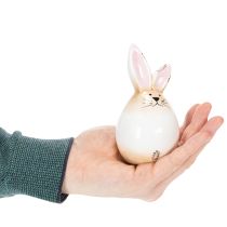 kohteita Pääsiäispupu, keraaminen, valkoinen muna, koristeellinen pupuhahmo, Ø6cm, korkeus 11.5cm