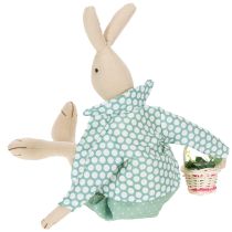 kohteita Kangaspääsiäispupu, kani vaatteineen, pääsiäiskoriste, nuori pupu K46cm