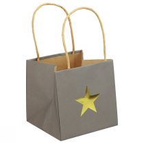 Paperikassit tähdellä ja kahvalla harmaa lajiteltu 12×12×12cm 9kpl