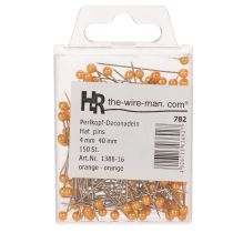 kohteita Oranssit helmiäispääpinnien pihdit kukkakauppoihin, Ø4mm, 40mm, 150 kpl