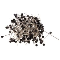 kohteita Mustat helmipäiset kukkakoristeen nastat, Ø4 mm, 40 mm, 150 kpl