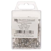 kohteita Helmipäiset kukka-askartelu- ja koristepinnien sarjat, hopeaa, Ø4 mm, 40 mm, 150 kpl
