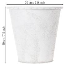 kohteita Kukkaruukku, koristeellinen istutusaine, metallikoristelu, valkoinen, harmaa Ø20,5 cm, korkeus 19,5 cm