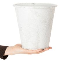 kohteita Kukkaruukku, koristeellinen istutusaine, metallikoristelu, valkoinen, harmaa Ø20,5 cm, korkeus 19,5 cm