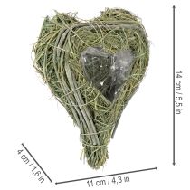 kohteita Koristeellinen luonnonruohosta valmistettu sydän foliolla, 14 cm, 2 kpl