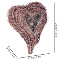 kohteita Koristeellinen sydän oksista ja istutusfoliosta, 20 cm, 2 kpl