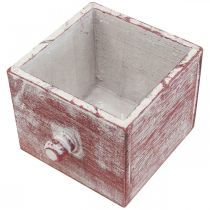 Kasvilaatikko puinen koristeellinen laatikko shabby chic punainen valkoinen 12cm