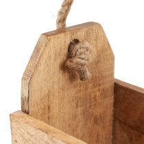 kohteita Puinen istutuskone kahvalla, neliönmuotoinen, luonnonjuutti 27x12x17cm