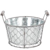 kohteita Kukkakori sisustuksella, metallikori, istutuslaatikko, keväthopea, valkoiseksi kalkittu, shabby chic, Ø22cm K17.5cm
