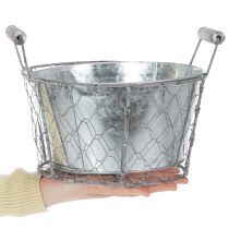 kohteita Kukkakori sisustuksella, metallikori, istutuslaatikko, keväthopea, valkoiseksi kalkittu, shabby chic, Ø22cm K17.5cm