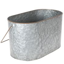 kohteita Kukkaruukku kahvalla, metalliruukku, istutusastia, hopea, ruskea, korkeus 22/20 cm, leveys 42/40 cm, 2 kpl setti