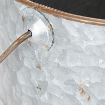 kohteita Kukkaruukku kahvalla, metalliruukku, istutusastia, hopea, ruskea, korkeus 22/20 cm, leveys 42/40 cm, 2 kpl setti