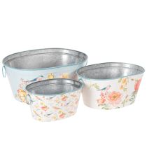 kohteita Istutuskulhot, kevät, kukka-/lintulaatikot, soikea metalliruukku, P 39/31/24,5 cm, 3 kpl sarja