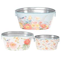kohteita Istutuskulhot, kevät, kukka-/lintulaatikot, soikea metalliruukku, P 39/31/24,5 cm, 3 kpl sarja