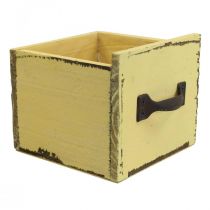 Kasvilaatikko puinen koristeellinen kasvilaatikko keltainen 12,5cm