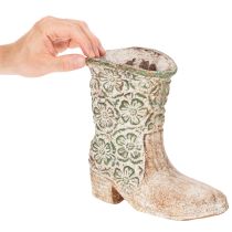 kohteita Kukkaruukku cowboy-saapaskasvikenkä vintage kukkakuvio 24 cm