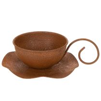 kohteita Vintage ruosteenvärinen ruukku ja lautanen, Ø17,5 cm, korkeus 6 cm