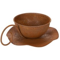 kohteita Vintage ruosteenvärinen ruukku ja lautanen, Ø17,5 cm, korkeus 6 cm