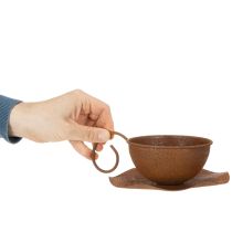 kohteita Vintage ruosteenvärinen ruukku ja lautanen, Ø17,5 cm, korkeus 6 cm