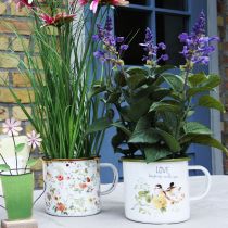 kohteita Emaloitu istutuskuppi, istutukseen tarkoitettu kuppi sanonnalla, Ø11cm