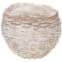 kohteita Pyöreä punottu kori, iso koristekori istutukseen, 23 cm