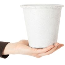 kohteita Kukkaruukku koristeilla, välimuistiruukku, metalliastia, valkoinen, Ø15,5cm, K14,5cm
