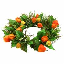 kohteita Keinotekoinen Physalis-seppele, oranssi ja vihreä, Ø28cm, syyskoriste