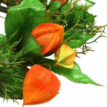 kohteita Keinotekoinen Physalis-seppele, oranssi ja vihreä, Ø28cm, syyskoriste