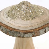 Puinen sienenkuori ja glitter deco sienet puu H11cm 3kpl