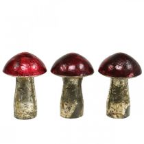 Deco sienet metalli punainen syyskoristelu pöytäkoristeet Ø6,5cm K10cm 3kpl