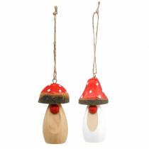 Sieni ripustettavaksi puu valkoinen, ruskea valikoima 6,5 / 8cm 8kpl