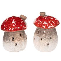 kohteita Sienitalo, valoisa talo, koristehahmo, kärpässieni savupiippulla, 10 cm, 2 kpl