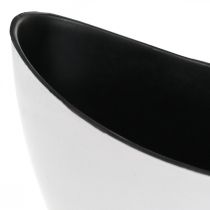 Koristekulho, soikea, valkoinen, musta, muovinen istutusvene, 24cm