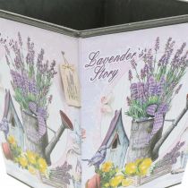Kasviruukku laventelikuvio, neliömäinen koristeruukku, muovinen kätköruukku K13cm L13,5cm