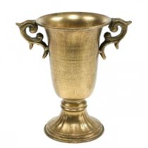 Koristeellinen kuppi kahvoilla kultainen Ø11cm H17,8cm antiikkisen ilmeen