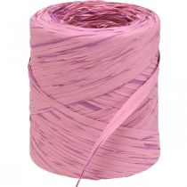Raffia monivärinen lahjanauha pinkki-vaaleanpunainen, kukkakaupan tarvikkeet, koristenauha L200m