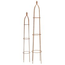 kohteita Metallinen säleikkö ruosteenvärinen obeliski 69/86cm, 2 kpl:n setti