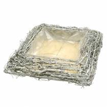 kohteita Maalaismainen kasvityyny "Oksat" Valkoiseksi pesty koriste 40x40cm