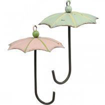 Sateenvarjot ripustettavaksi, jousikoristeet, sateenvarjo, metallikoristeet pinkki, vihreä H12,5cm Ø9cm 4kpl