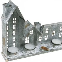 kohteita Valaistuvat talot, ikkunakoristeet, hopeiset majat, antiikkityylinen metallilyhty, P 67,5 cm K 20 cm