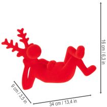 kohteita Koristeellinen punainen porohahmo, makuuasennossa, moderni muotoilu, 24 cm, 2 kpl