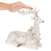 kohteita Koristeellinen istuvan peuran patsas sarvineen, 30 cm